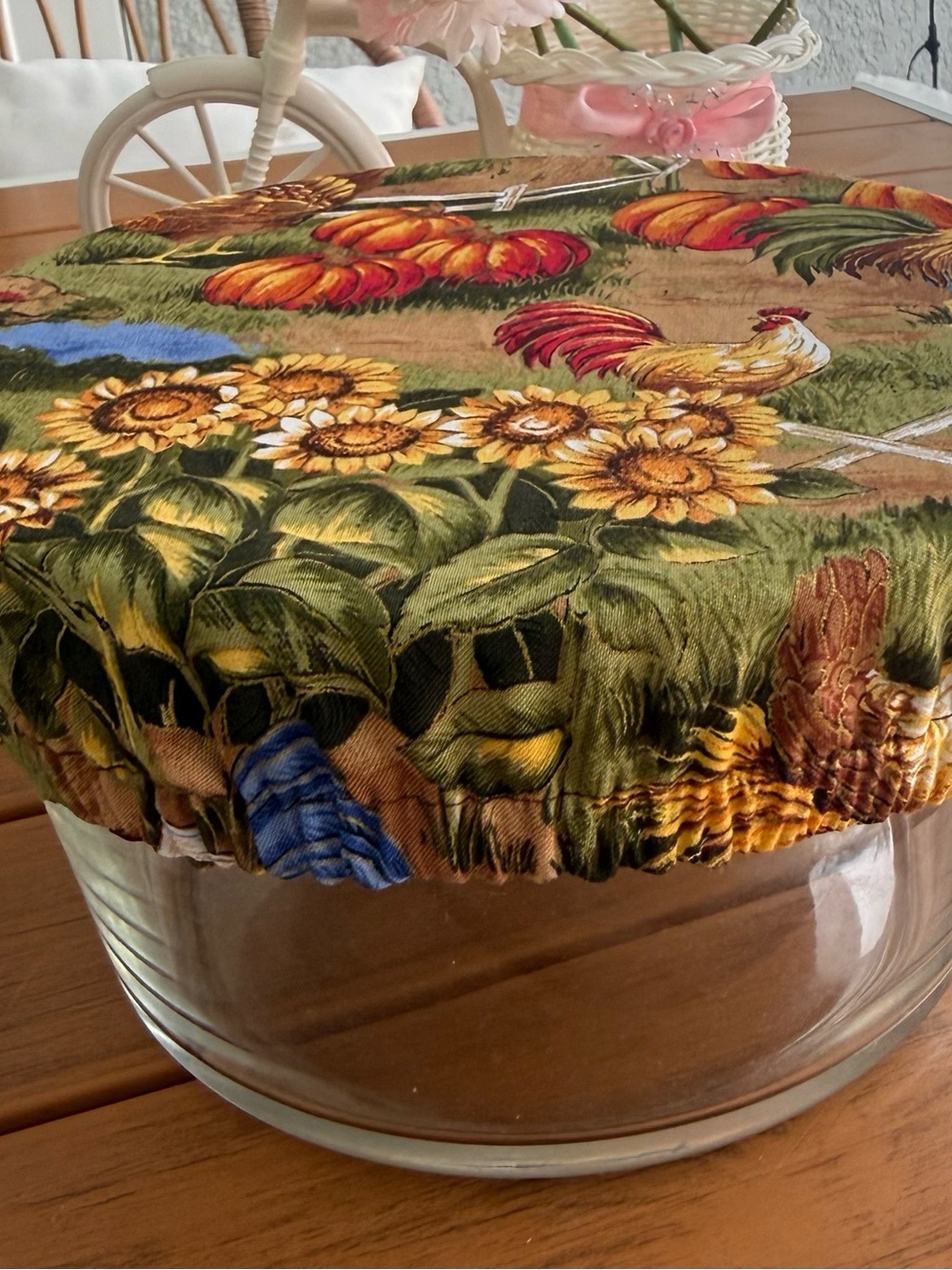 Farmhouse Sunflower & Rooster Elastic Bowl Cover